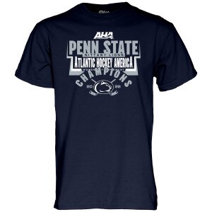 navy short sleeve t-shirt Penn State Atlantic Hockey America Champions 2026